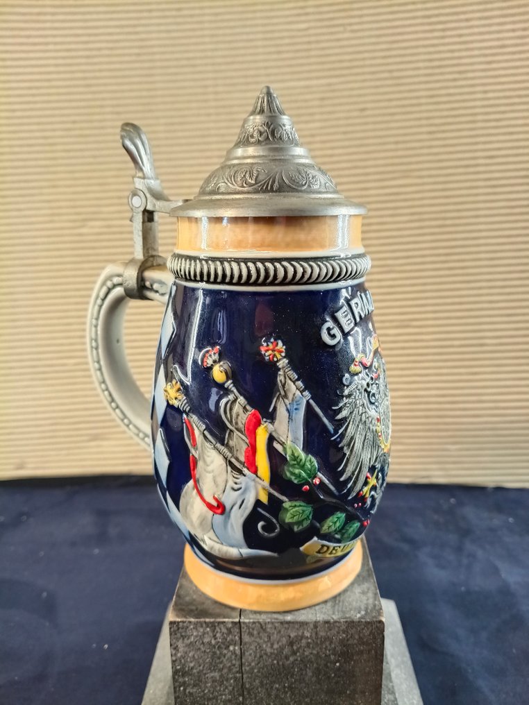 Gerz - Ποτήρι μπύρας (6) - Εμαγιέ και επισμαλτωμένη κεραμική + πλέτρου - Παραδοσιακά ποτήρια μπύρας από γερμανικής προέλευσης κεραμικό. #3.2