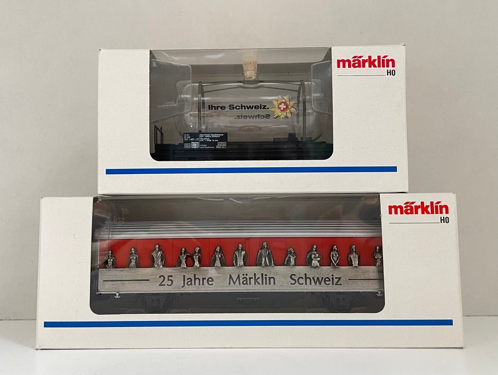 Märklin H0 - 44521 / 97701, 4735,929 / 98714 . - Modell tågvagn (2) - Special-Limited-Edition. 'Deras Schweiz, 25 år Märklin Schweiz'. 1997/98. - SBB-CFF-FFS . #1.0