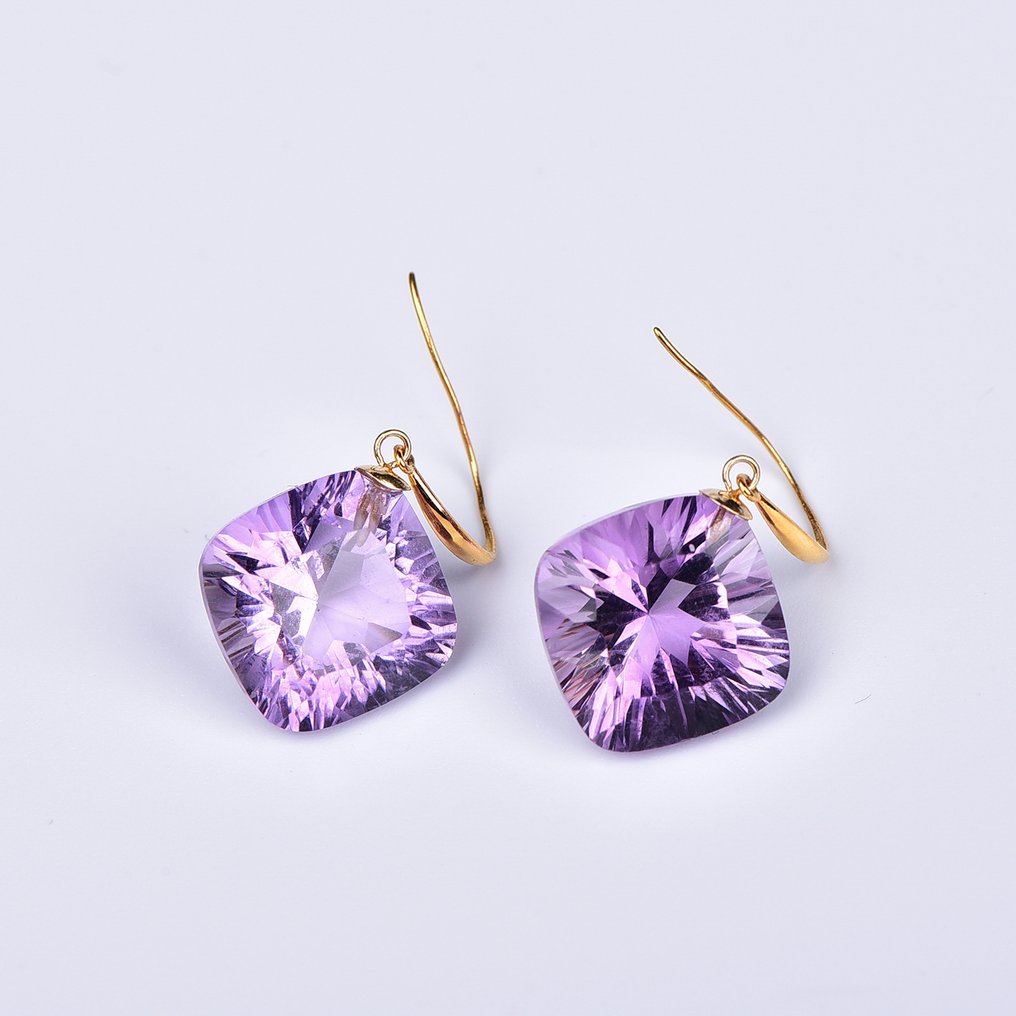 没有保留价 - 耳环 - 18K包金 黄金 紫水晶 - ALGT 认证 #1.0