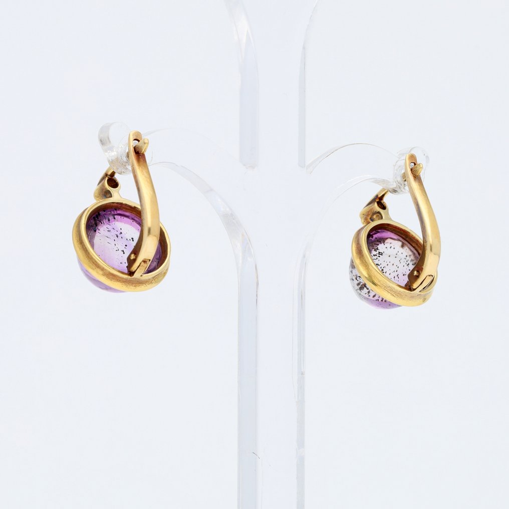 Σκουλαρίκια - 18 καράτια Κίτρινο χρυσό Αμέθυστος - Roos Diamant #2.1