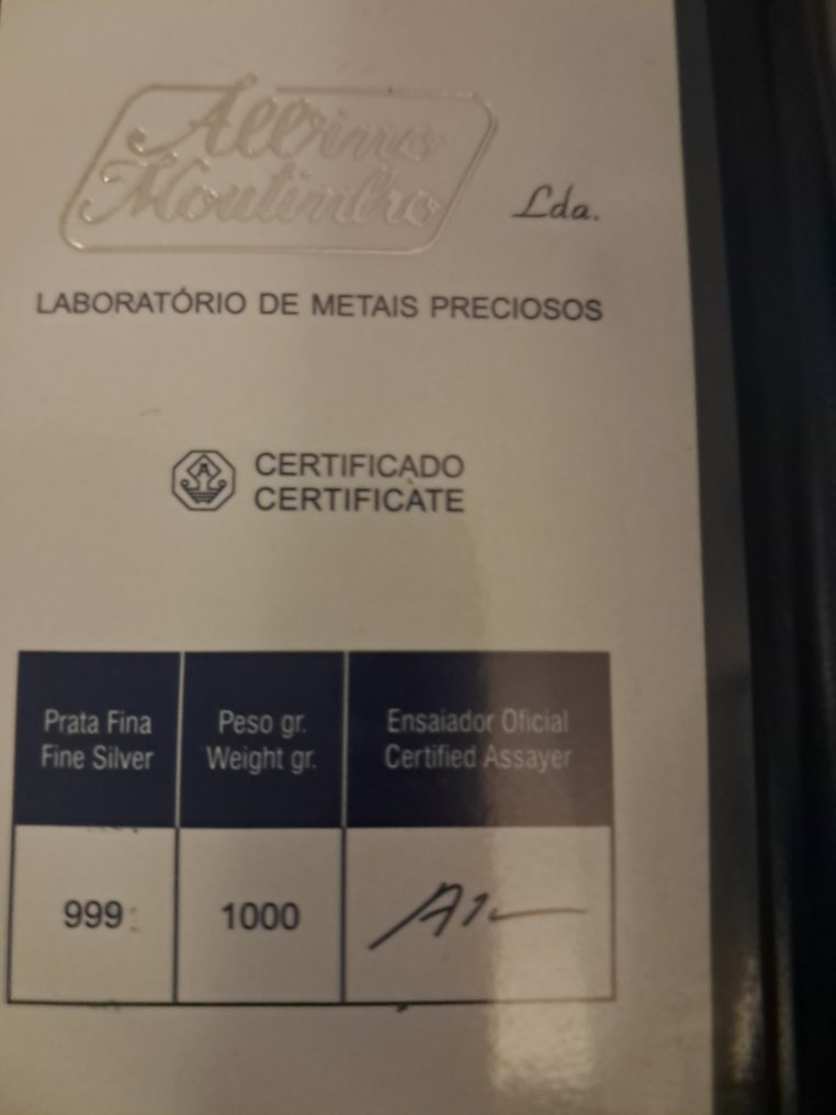 1 quilograma - Prata .999 - Albino Moutinho - Selado e com certificado #2.1
