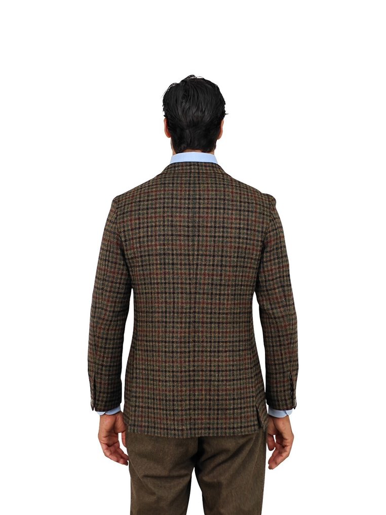 RUBINACCI NAPOLI RRP 1690€ Green Brown Checks Jacket English Wool Handmade in Napoli - 52 IT - - Blazer - Nyt med labels #2.1