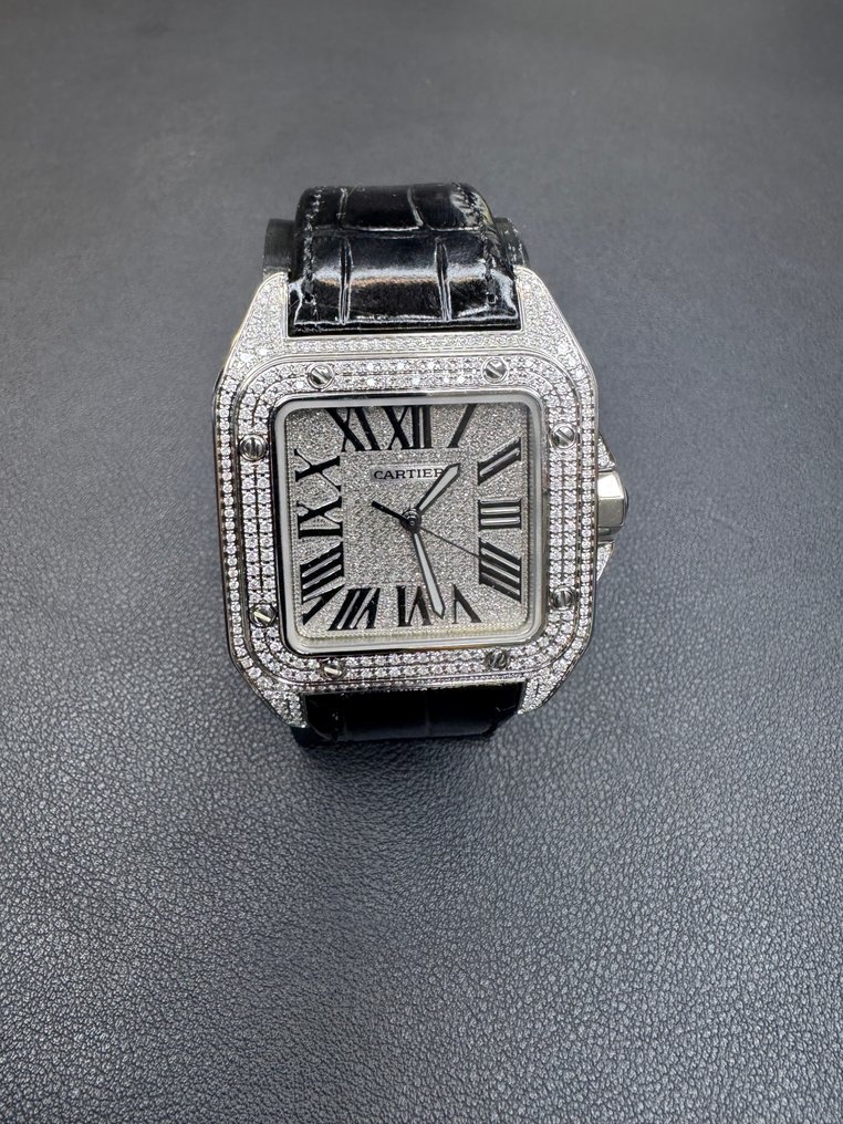 Cartier - Santos 100 - Custom diamonds - 2656 - Unisex - 2010-2020 #1.0