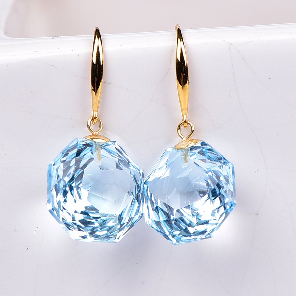 χωρίς τιμή ασφαλείας - Σκουλαρίκια - 18 καράτια Κίτρινο χρυσό Τοπάζιο - ALGT Πιστοποιημένο #3.2