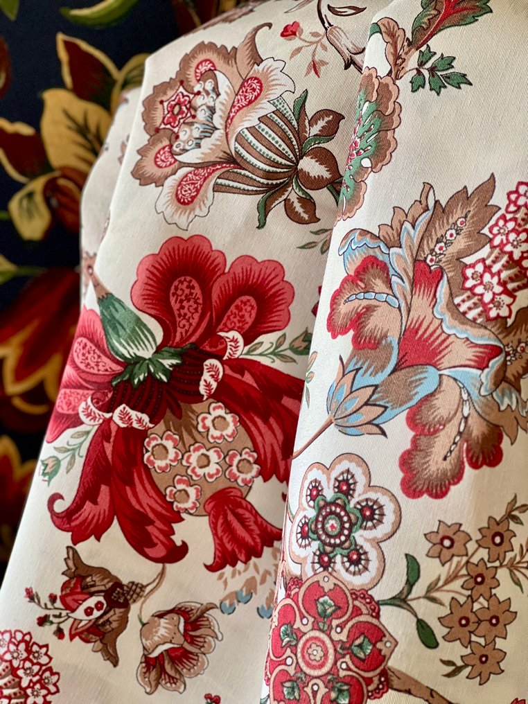 雙倍寬度的布料，異國情調的花卉印花。 - 紡織品  - 300 cm - 280 cm #1.0