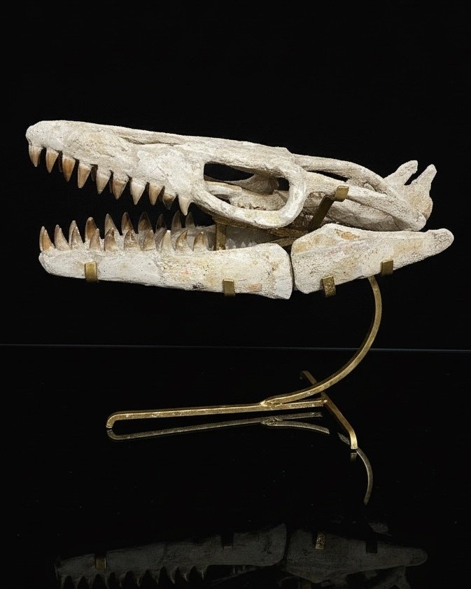 Mosasaur - Fossil skull - Mosasaurus sp. - 30 cm - 40 cm  (No Reserve Price) #4.3