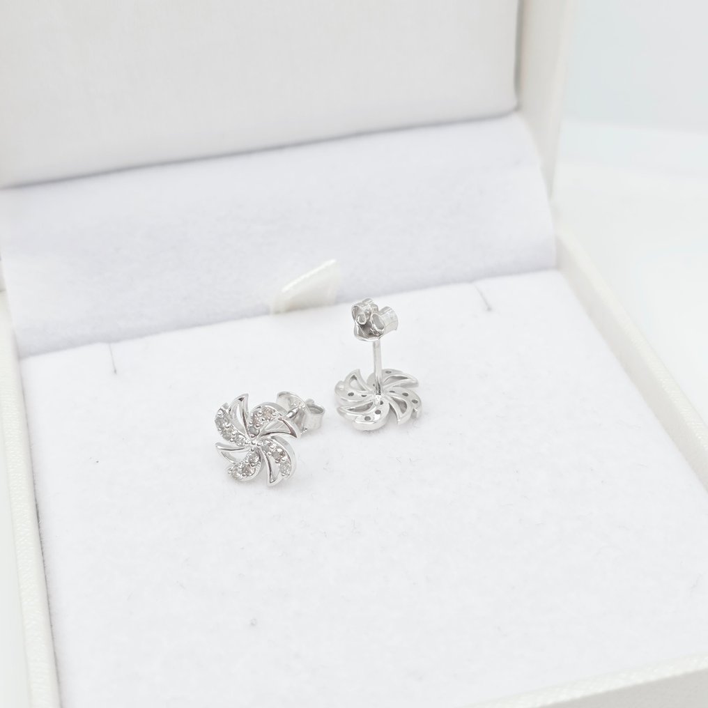 Nincs minimálár - Drop fülbevaló - 14 kt. Fehér arany - 0.28ct. tw. Gyémánt (Természetes) #4.3