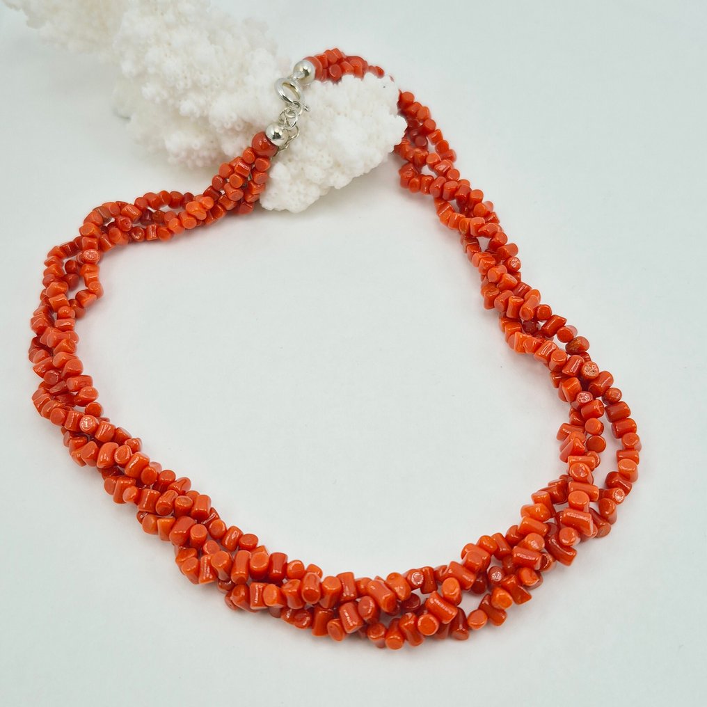 Corail rouge - Argent - Collier - CORALLO MEDITERRANEO #1.0