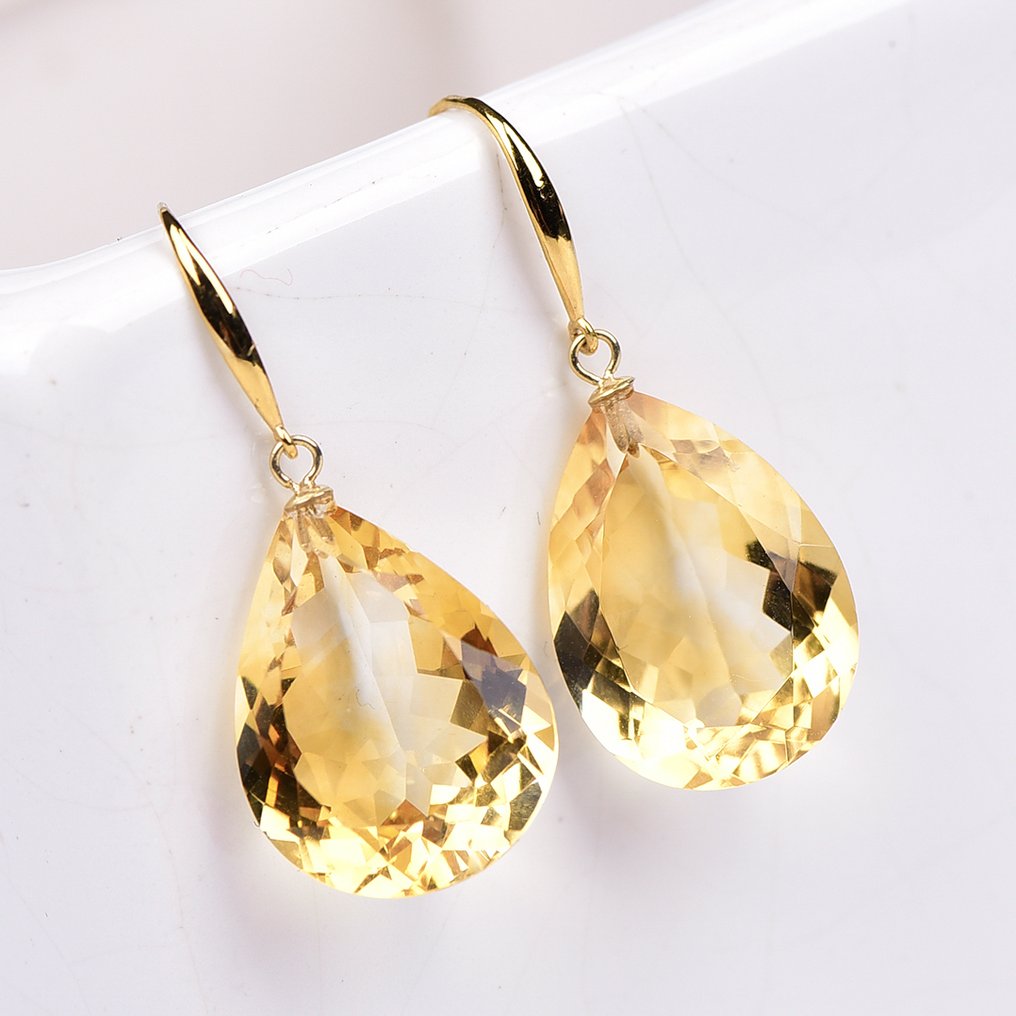 没有保留价 - 耳环 - 18K包金 黄金 黄水晶 - ALGT 认证 #3.2