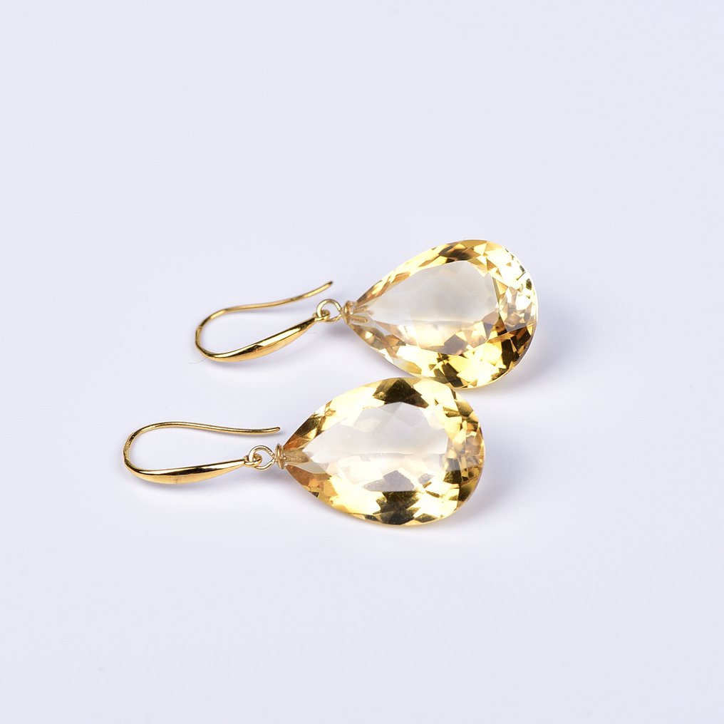 Sans prix de réserve - Boucles d'oreilles - 18 carats Or jaune Citrine - ALGT certifié #4.3