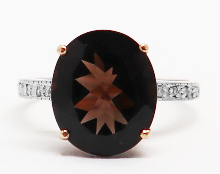 Nincs minimálár - Gyűrű - 14 kt. Sárga arany Quartz - Gyémánt #1.0