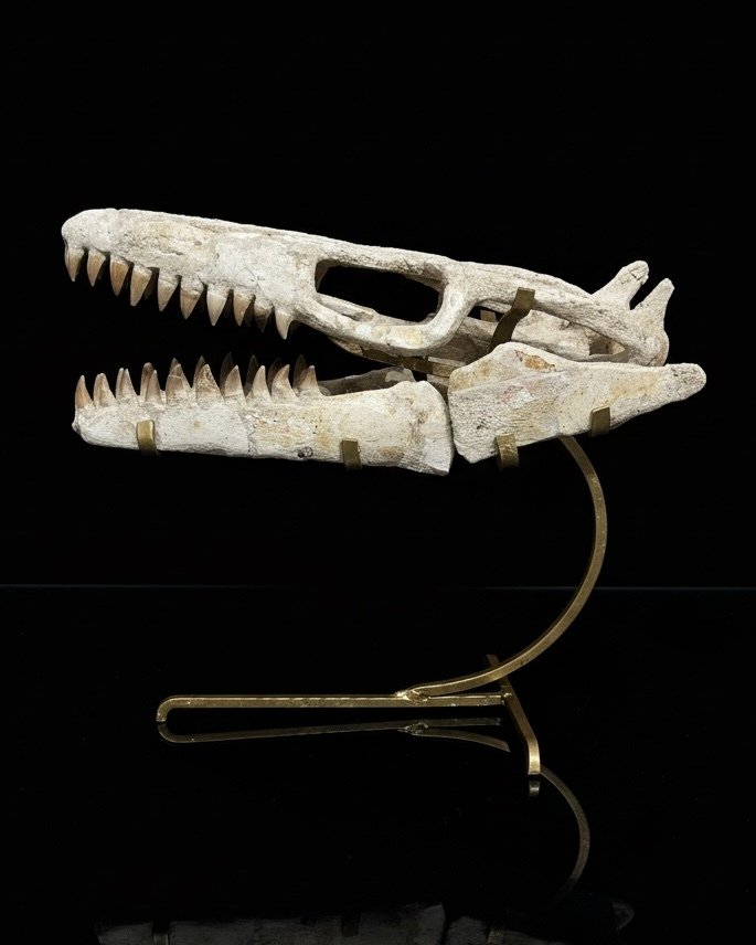 Mosasaur - Fossil skull - Mosasaurus sp. - 30 cm - 40 cm  (No Reserve Price) #1.0