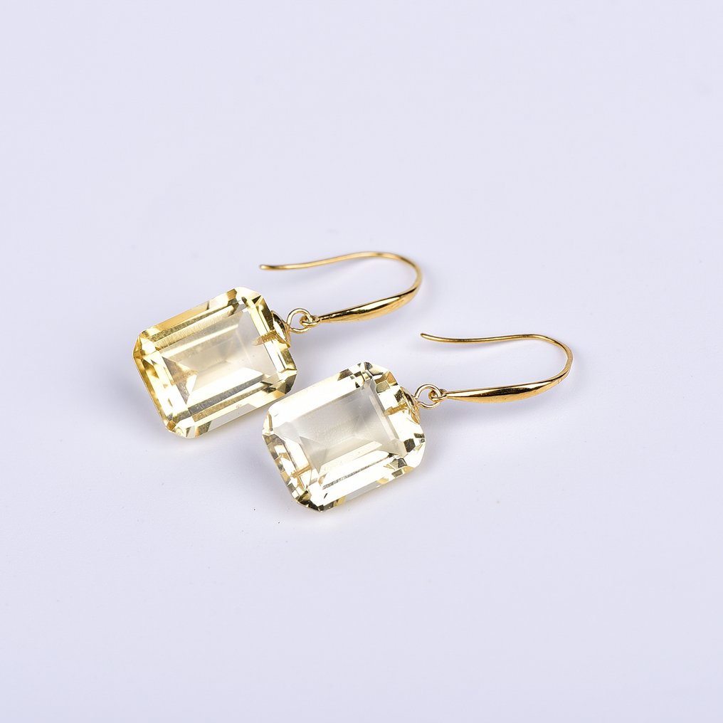 没有保留价 - 耳环 - 18K包金 黄金 黄水晶 - ALGT 认证 #1.0