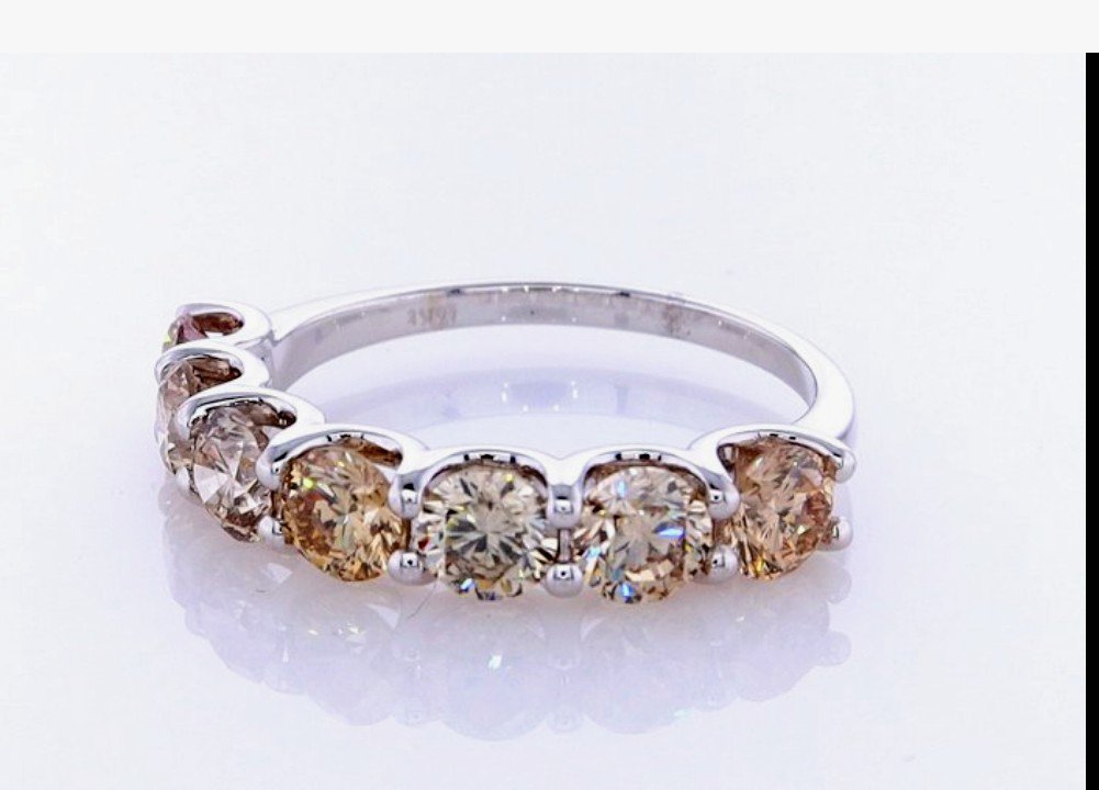 订婚戒指 - 14K包金 白金 -  2.06ct. tw. 钻石 (天然色彩的) #1.0