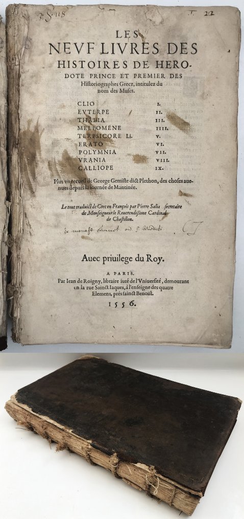 Herodotus - Les Neuf Livres des Histoires de Herodote, Prince et Premier des Historiographes Grecz, ... - 1556 #1.0