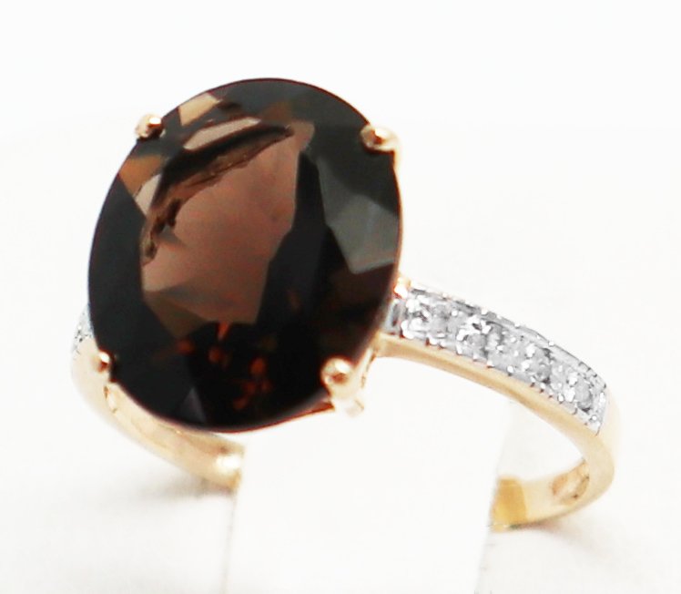 Nincs minimálár - Gyűrű - 14 kt. Sárga arany Quartz - Gyémánt #2.1