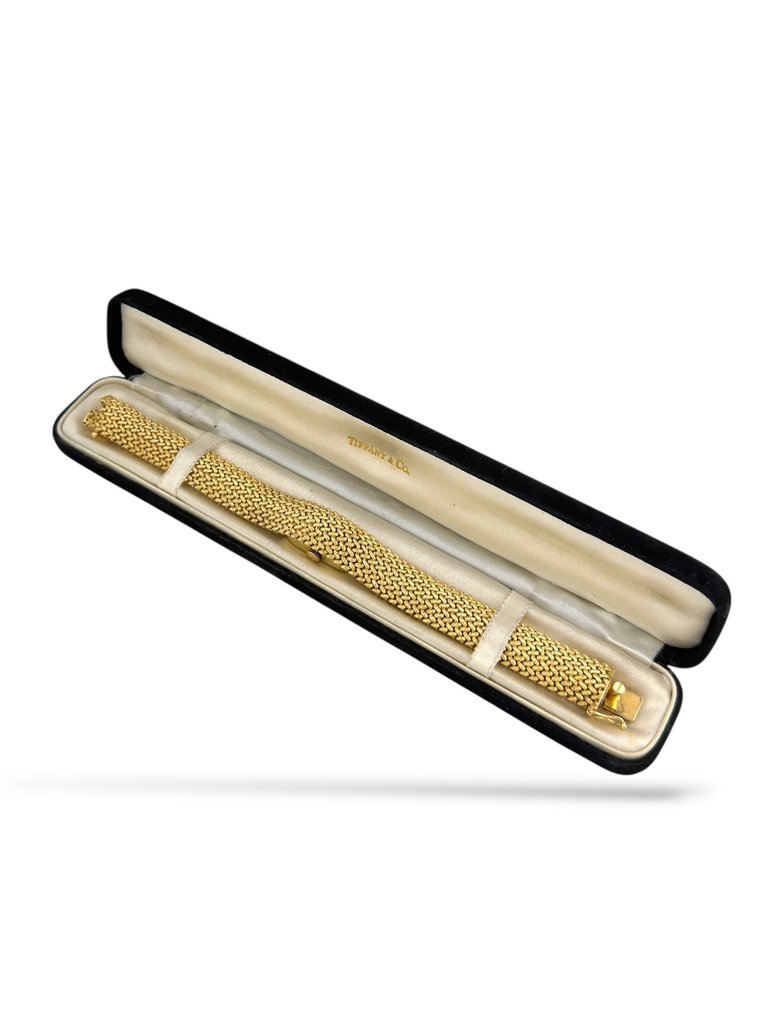Tiffany & Co. - 手鈪 - 14 克拉 黃金, 复古 Tiffany & Co. 14K金编织手链手表 #1.0