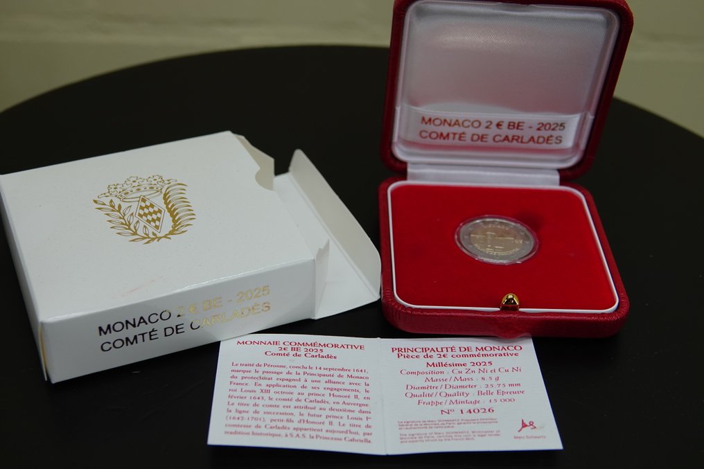 Μονακό. 2 Euro 2025 "Comté de Carladès" Proof #1.0