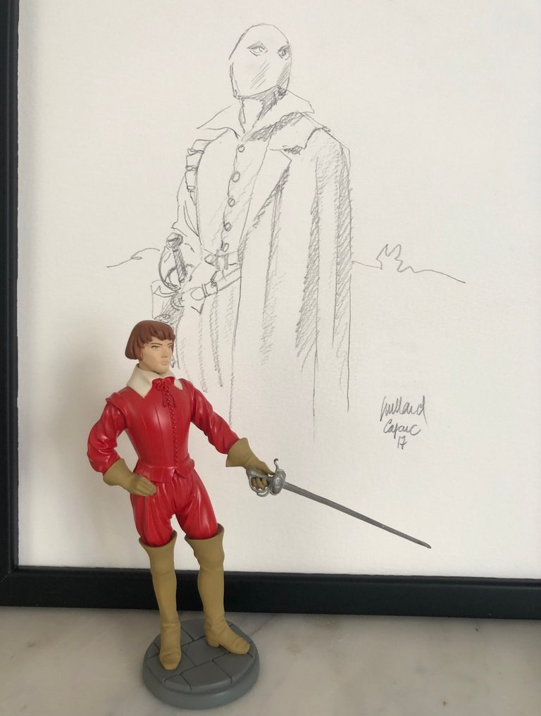 Juillard André Original drawing - Statuette La Casa Liliana - Statuette Masquerouge + 5x Ex-libris + Dessin original - Masquerouge - 1998 #1.0