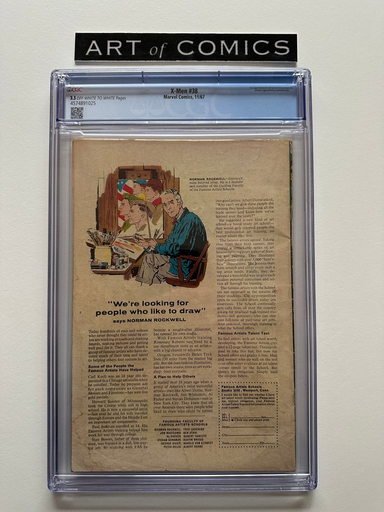 X-Men #38 - Blob, Vanisher, Changeling, Mutant-Master Appearance - Origin Of X-men Back up Stories Begin - CGC 3.5 - 1 Graded comic - EO - 1967 #1.0