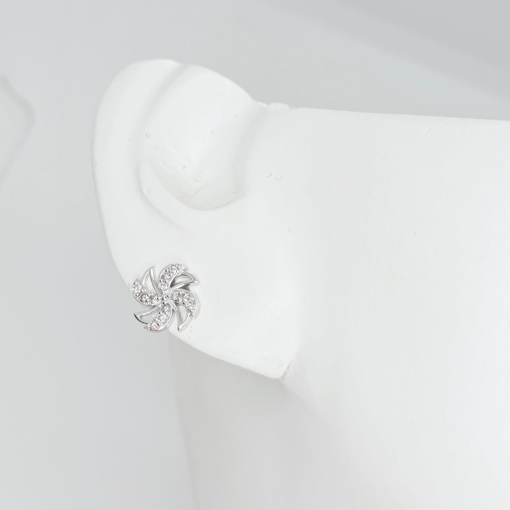 Nincs minimálár - Drop fülbevaló - 14 kt. Fehér arany - 0.28ct. tw. Gyémánt (Természetes) #1.0