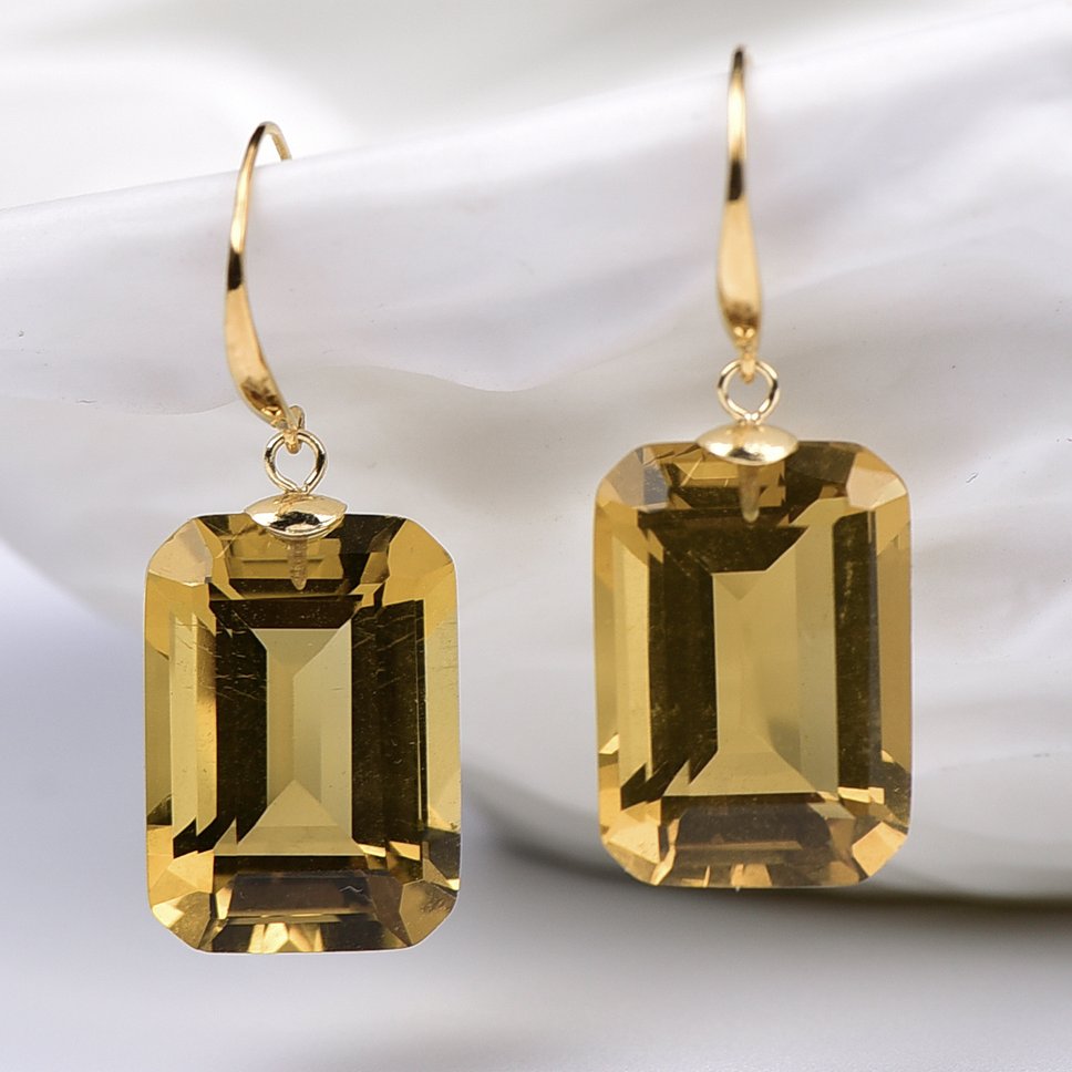 No Reserve Price - Earrings - 18 kt. Yellow gold Citrine - ALGT Certified #3.2