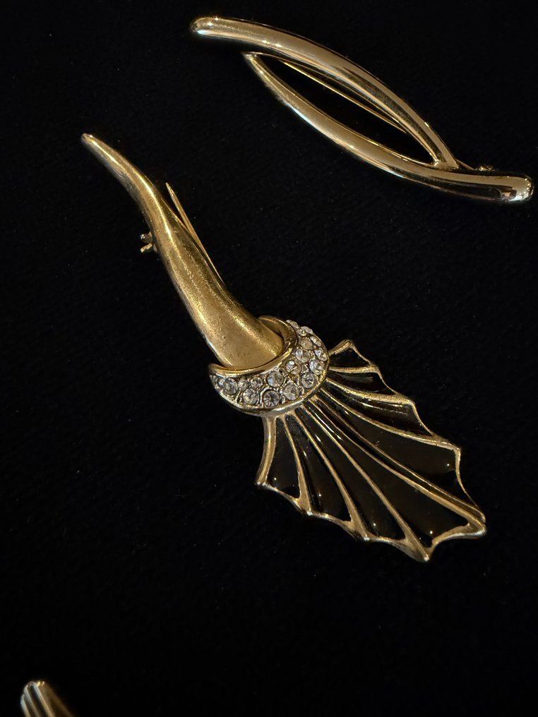 稀有的8件复古胸针套装——抽象与现代主义设计——金色调金属配施华洛世奇水晶 - 胸针 #3.2