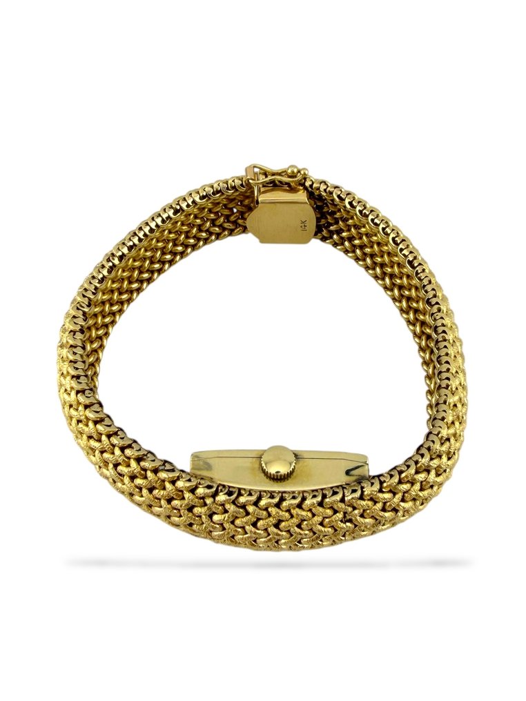 Tiffany & Co. - 手鈪 - 14 克拉 黃金, 复古 Tiffany & Co. 14K金编织手链手表 #4.3