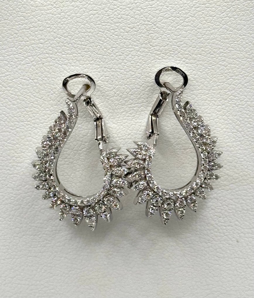 耳环 - 18K包金 白金 -  1.20ct. tw. 钻石 (天然)  #3.2