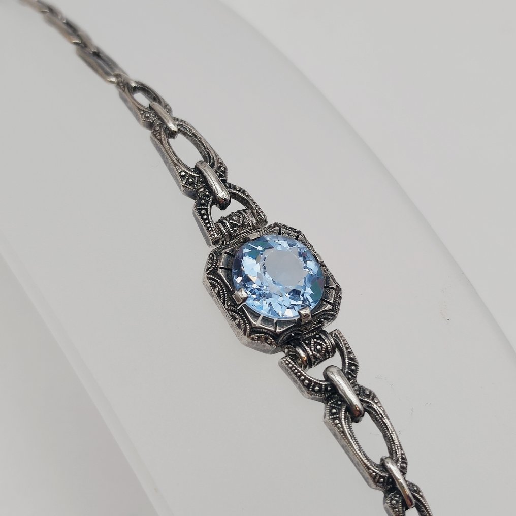 No Reserve Price - Bracelet Silver - Spinel (Synth) #3.2