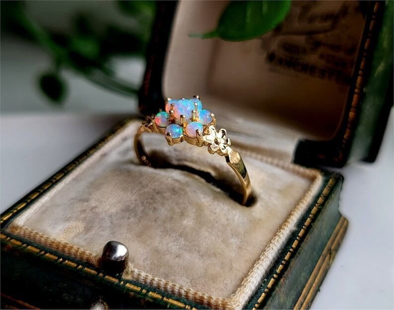 Senza Prezzo di Riserva - Anello di fidanzamento Argento - 2.00ct. tw. Opale - Anello di opale vintage #2.1