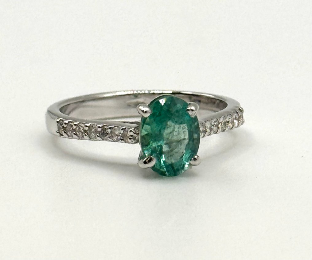 Gyűrű - 18 kt. Fehér arany - 2.00ct. tw. Smaragd - Gyémánt #2.1