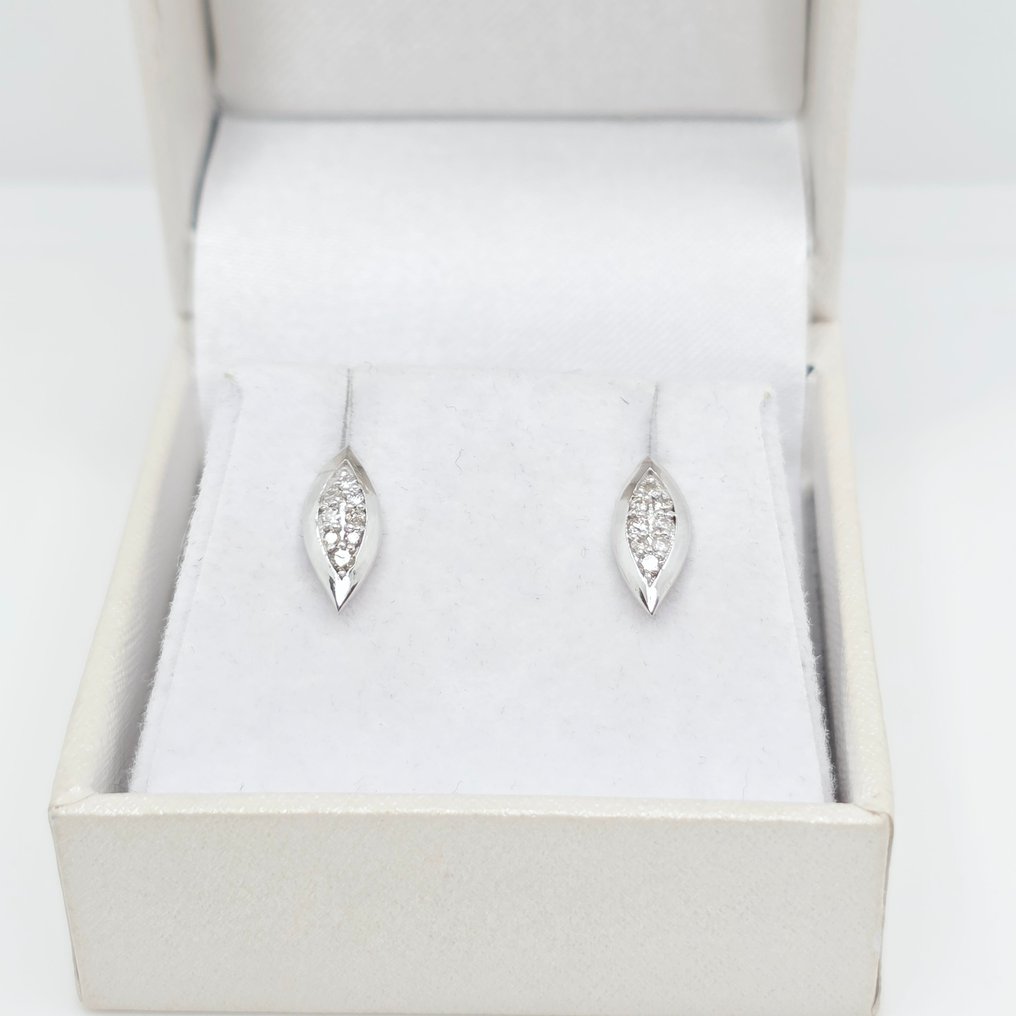 Nincs minimálár - Drop fülbevaló - 14 kt. Fehér arany - 0.11ct. tw. Gyémánt (Természetes) #1.0