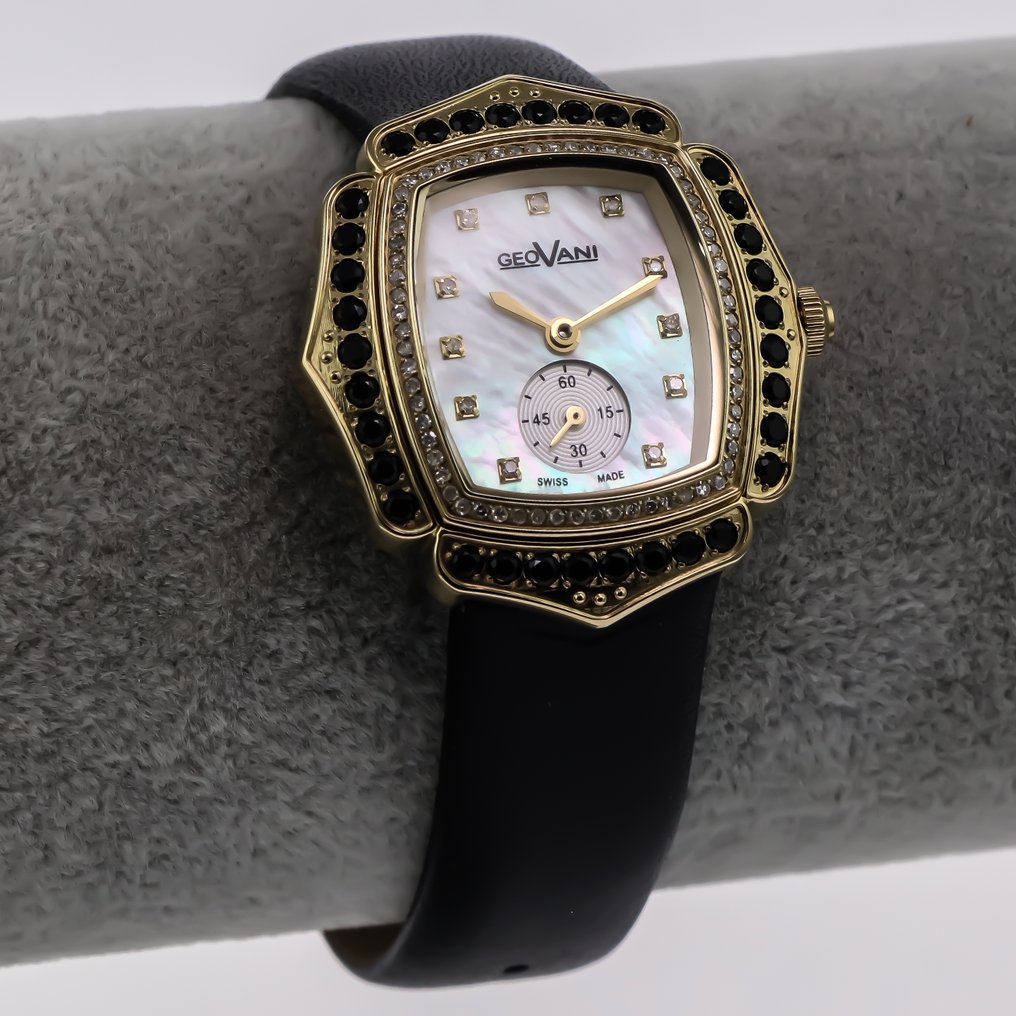 Geovani - Diamond Swiss Watch - GOL593-GL-D-7 - Black strap - Ingen reservasjonspris - Dame - 2010-2020 #1.0