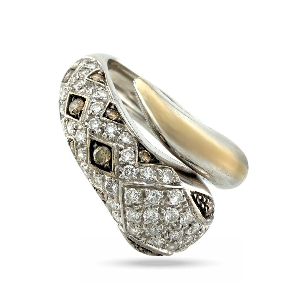 戒指 - 18K包金 玫瑰金, Serpentine Viper 18K 白金 1.00克拉钻石包裹戒指 - 1.00ct. tw. 钻石 (天然) #4.3