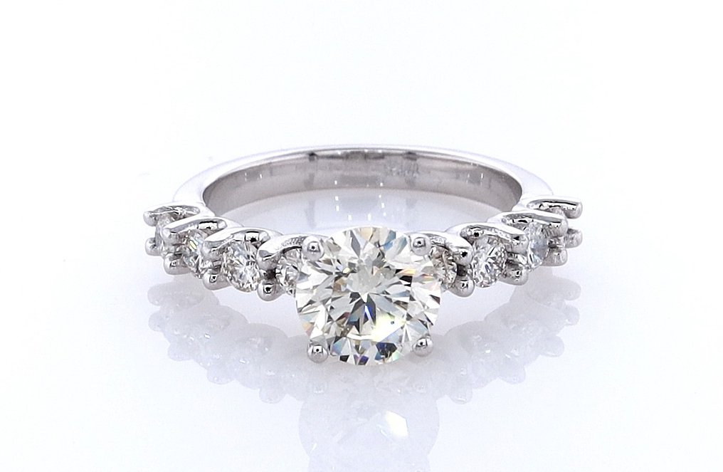 戒指 - 14K包金 白金 - 1.59ct. tw. 钻石 (天然色彩的) - 钻石 #1.0