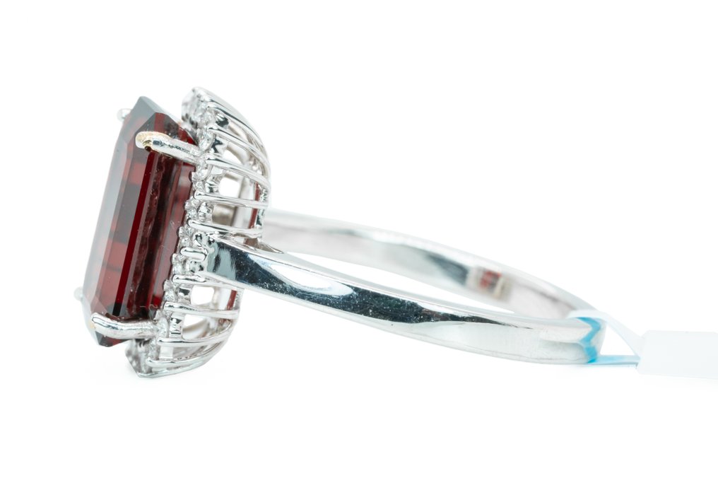 戒指 - 18 克拉 白金, 深橙红 - 4.00ct. tw. 尖晶石 - 鉆石 - 0.30克拉,VVS-SI #2.1