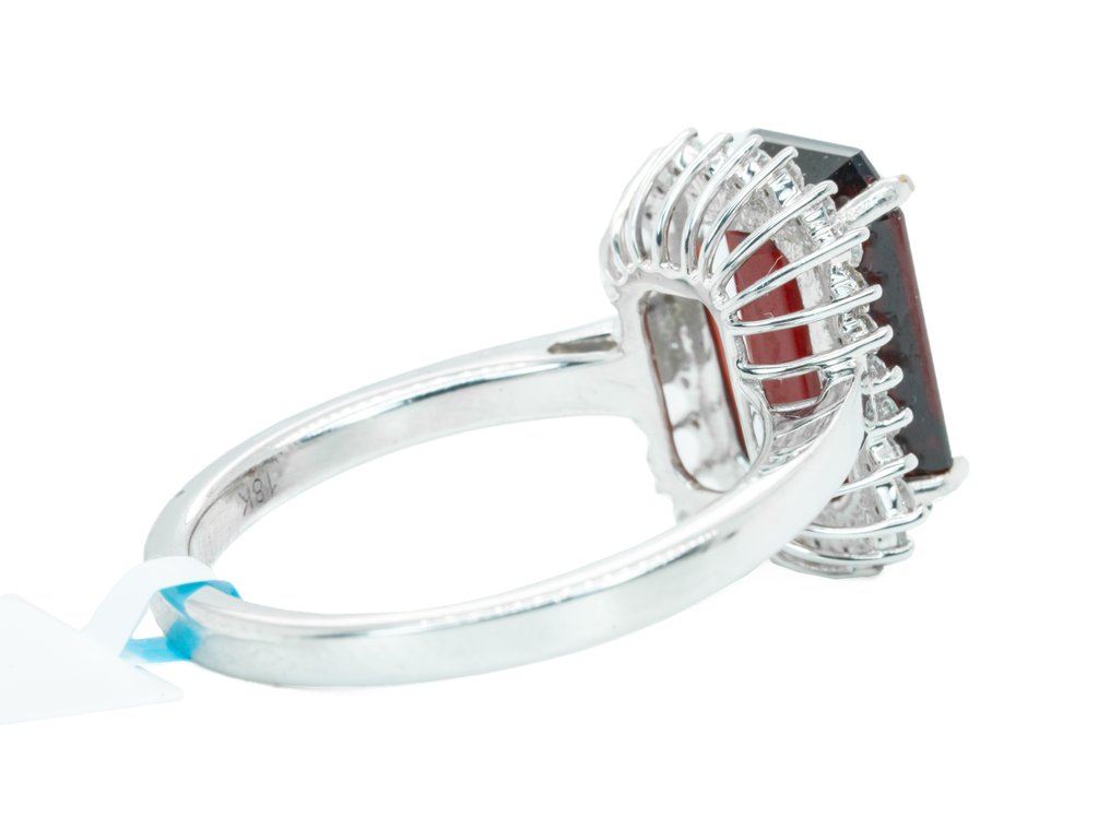 戒指 - 18 克拉 白金, 深橙红 - 4.00ct. tw. 尖晶石 - 鉆石 - 0.30克拉,VVS-SI #3.2