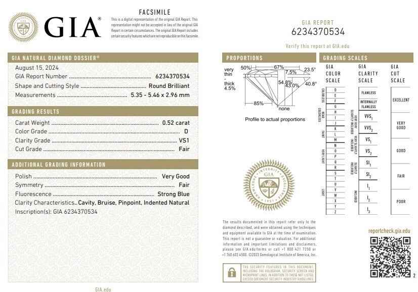 没有保留价 - 1 pcs 钻石  (天然)  - 0.52 ct - 圆形 - D (无色) - VS1 轻微内含一级 - 美国宝石研究院（GIA） #1.0