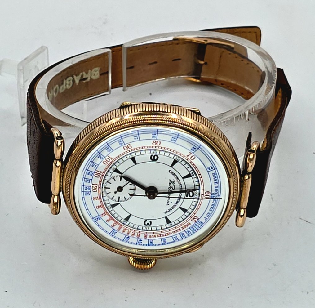 Vincenzo Melli Brissago - Verbania - vergoldeter (Plaque) Chronograph - Eindrücker Monopusher - Schweiz um 1930 - Oversize - Άνδρες - 1935 #2.1