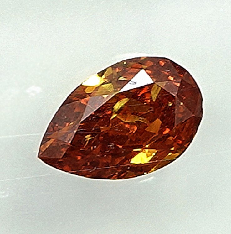 1 pcs Διαμάντι  (Φυσικού χρώματος)  - 0.30 ct - Αχλάδι - Fancy intense Κιτρινωπό Πορτοκαλί - I1 - Gem Report Antwerp (GRA) #1.0