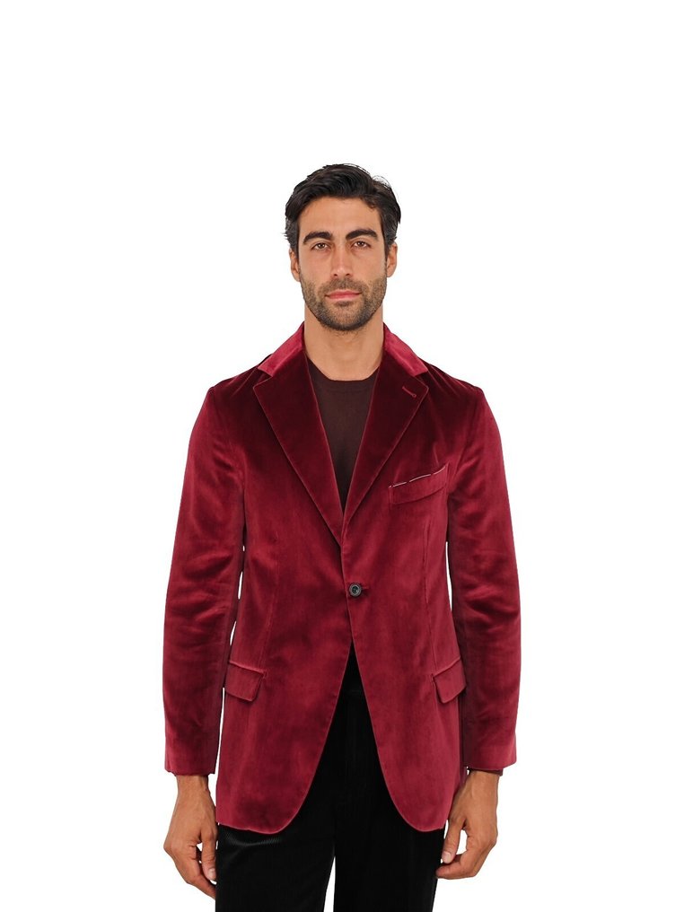 RUBINACCI NAPOLI RRP 1660€ Bordeaux 1 Buttons Jacket Velvet Cotton / Silk - 46 IT - Blazer - New with tags #1.0
