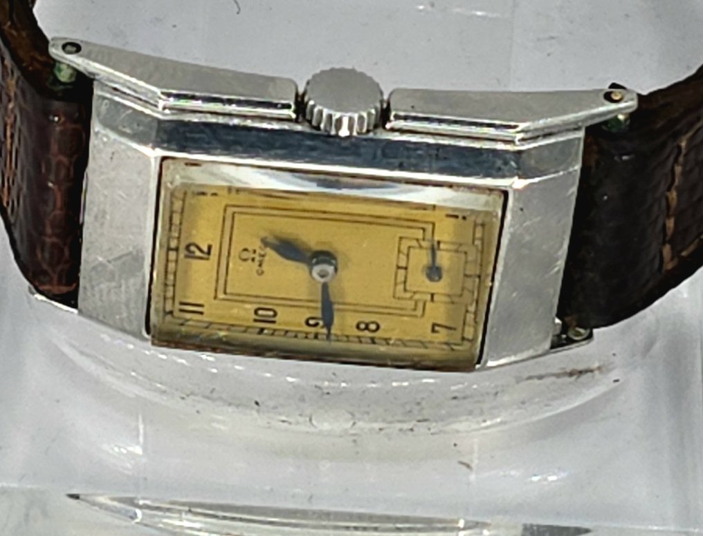 Omega - Stahl Curvex Viereckuhr - eigener Werkschutz - Eigenkaliber - Originalzustand - Schweiz 1935 - Unisex - 1900-1949  #3.2