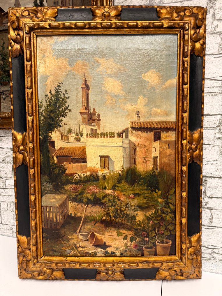 Scuola andalusa (XIX), firmate Pérez Gisbert - Paesaggio spagnolo #1.0