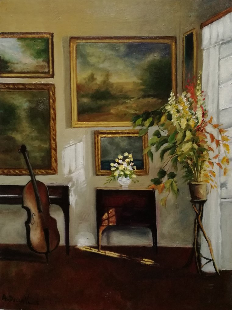 A. Della Valle (XX), da Carl Vilhelm - Interno elegante  (controluce) #1.0