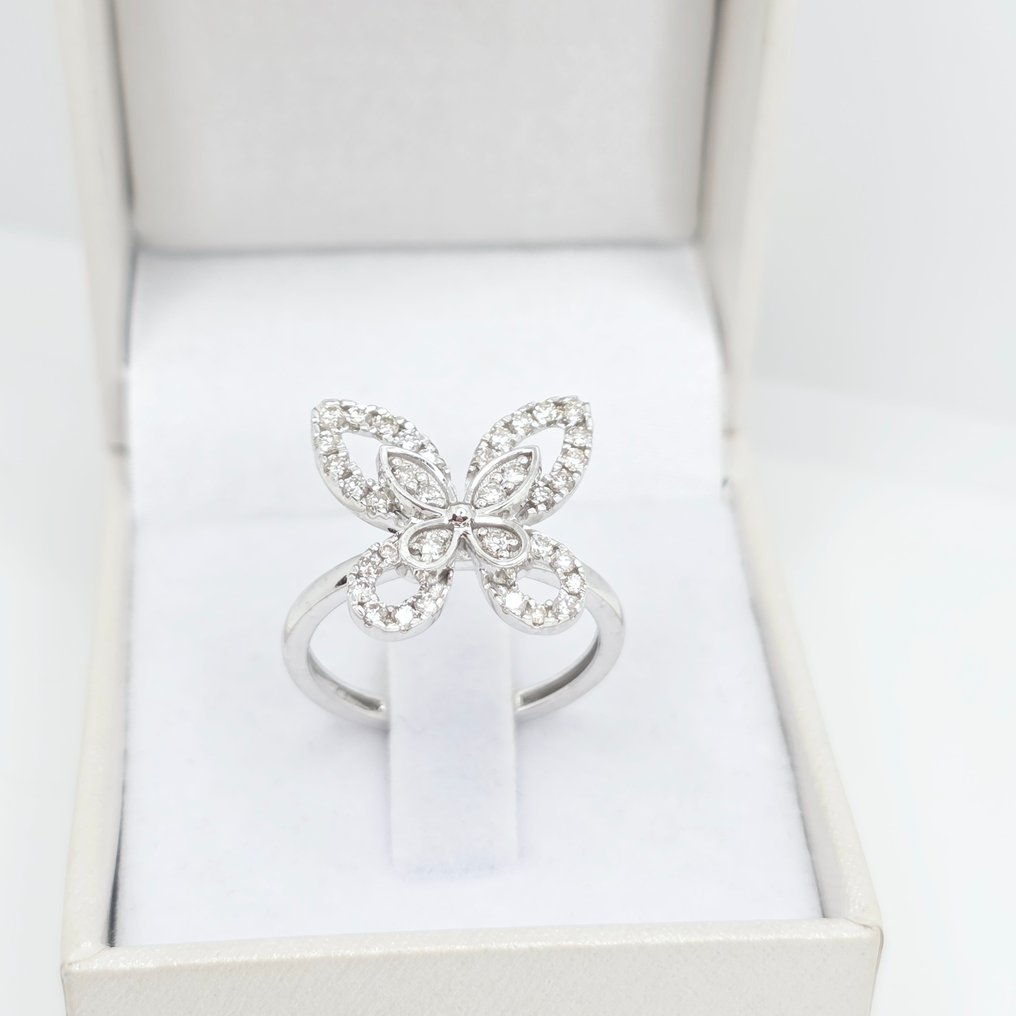 没有保留价 - 戒指 - 14K包金 白金 - 0.47ct. tw. 钻石 (天然) #1.0