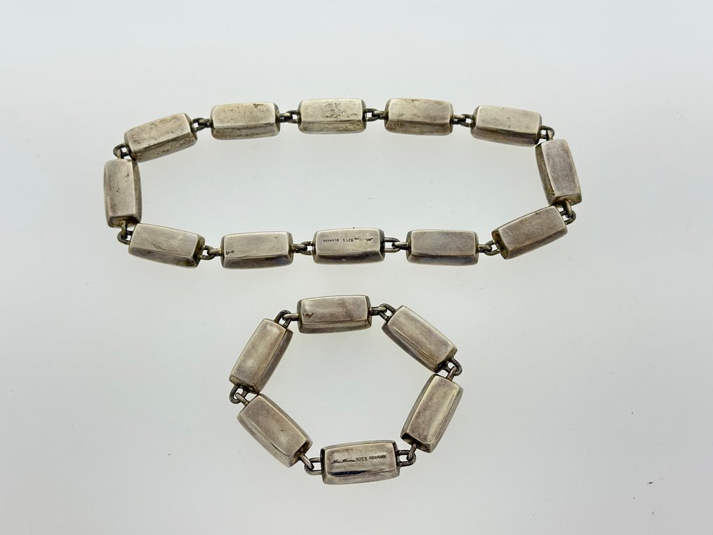 Hans Hansen - Σετ κοσμημάτων 2 τεμαχίων Ασημί - Κολιέ και βραχιόλι #1.0