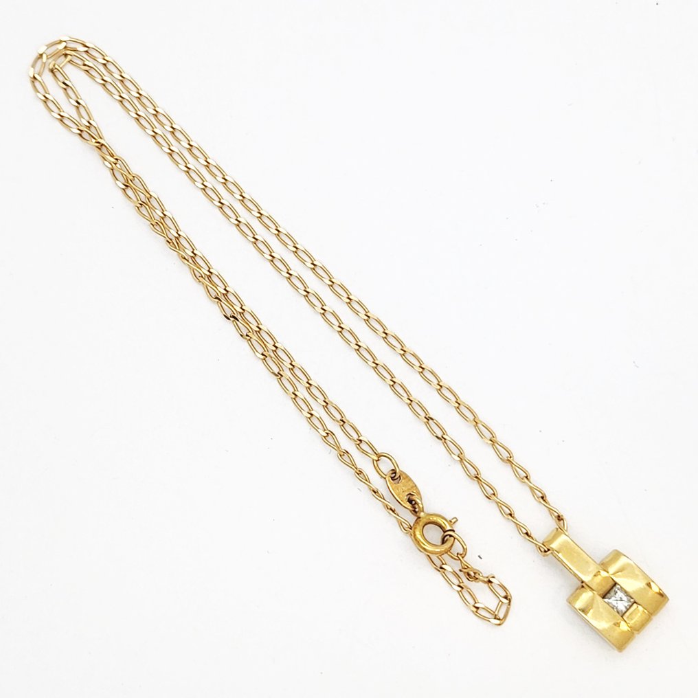 Colier cu pandantiv - 18 ct. Aur galben - 0.22ct. tw. Diamant (Natural) #1.0