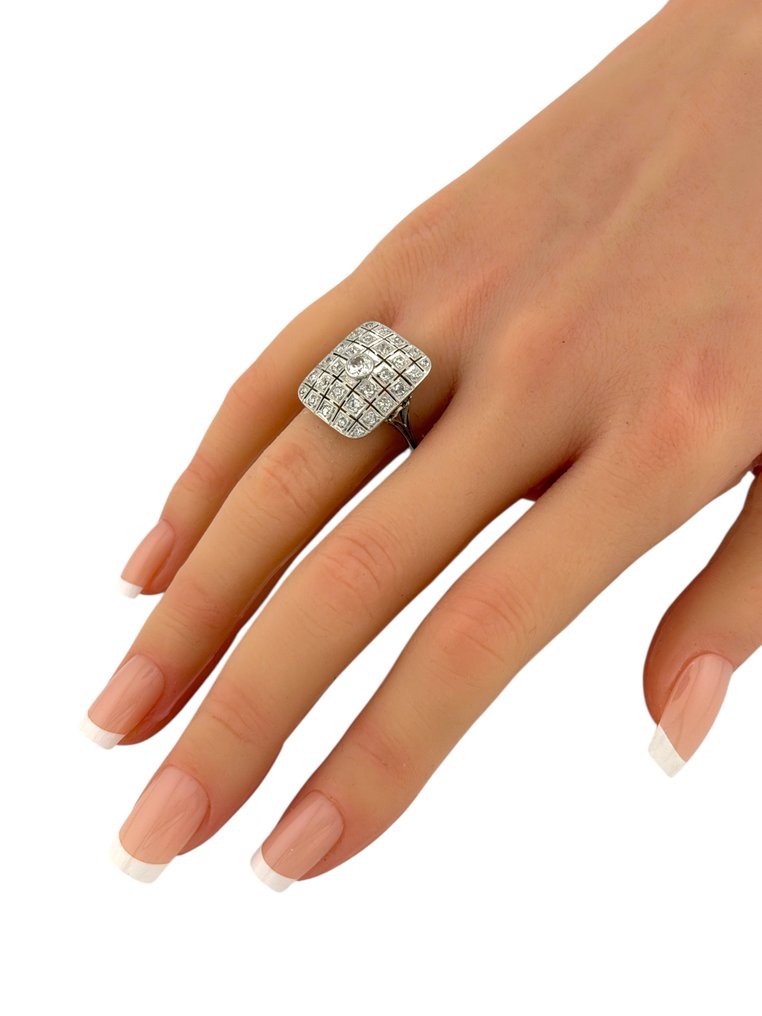 Δαχτυλίδι Πλατίνα, Vintage πλατινένιο ορθογώνιο δαχτυλίδι με διαμάντι 0,63 καρατίων. -  0.63ct. tw. Διαμάντι (Φυσικό)  #3.2