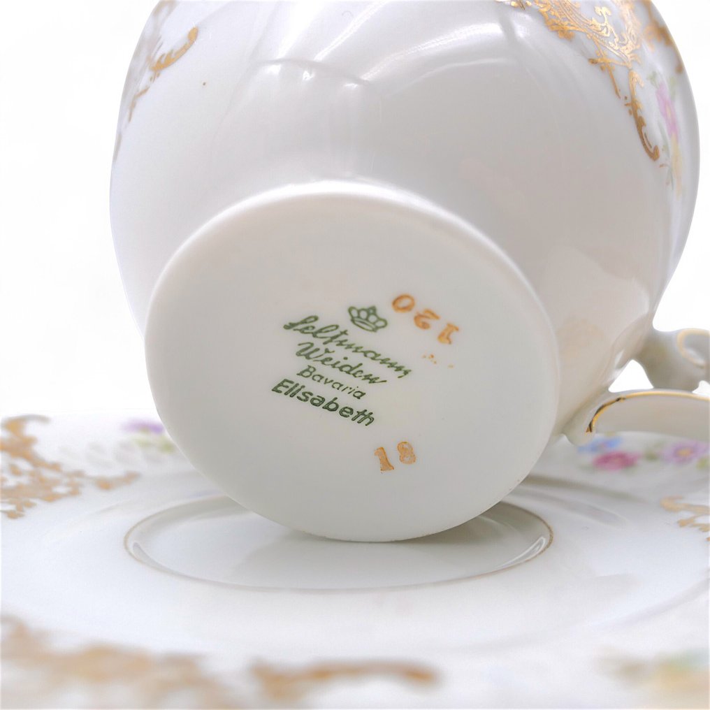 Seltmamm Weiden - Made in Bavaria - Mod. Collezione Elisabeth - Juego para té (7) - Set per Due Persone - Porcellana Bianca - Años 50 del siglo XX #4.3
